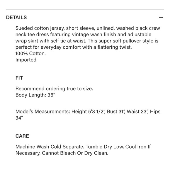 Rails Edie Black Cotton Hersey Wrap Waist T- Shirt Dress, Small - Picture 13 of 13